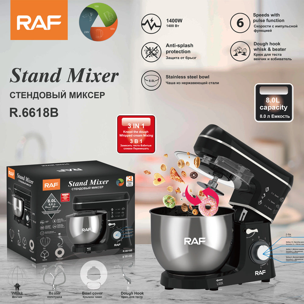 RAF EU Standard Kitchen Machine Stainless Steel Bowl High Power Dough Mixer Egg Beater Mixer Egg Beater - 图片 12