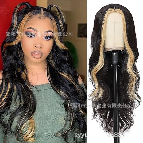 Synthetic Lace Front Wig Orange with Blonde Highlight wigs - 图片 6