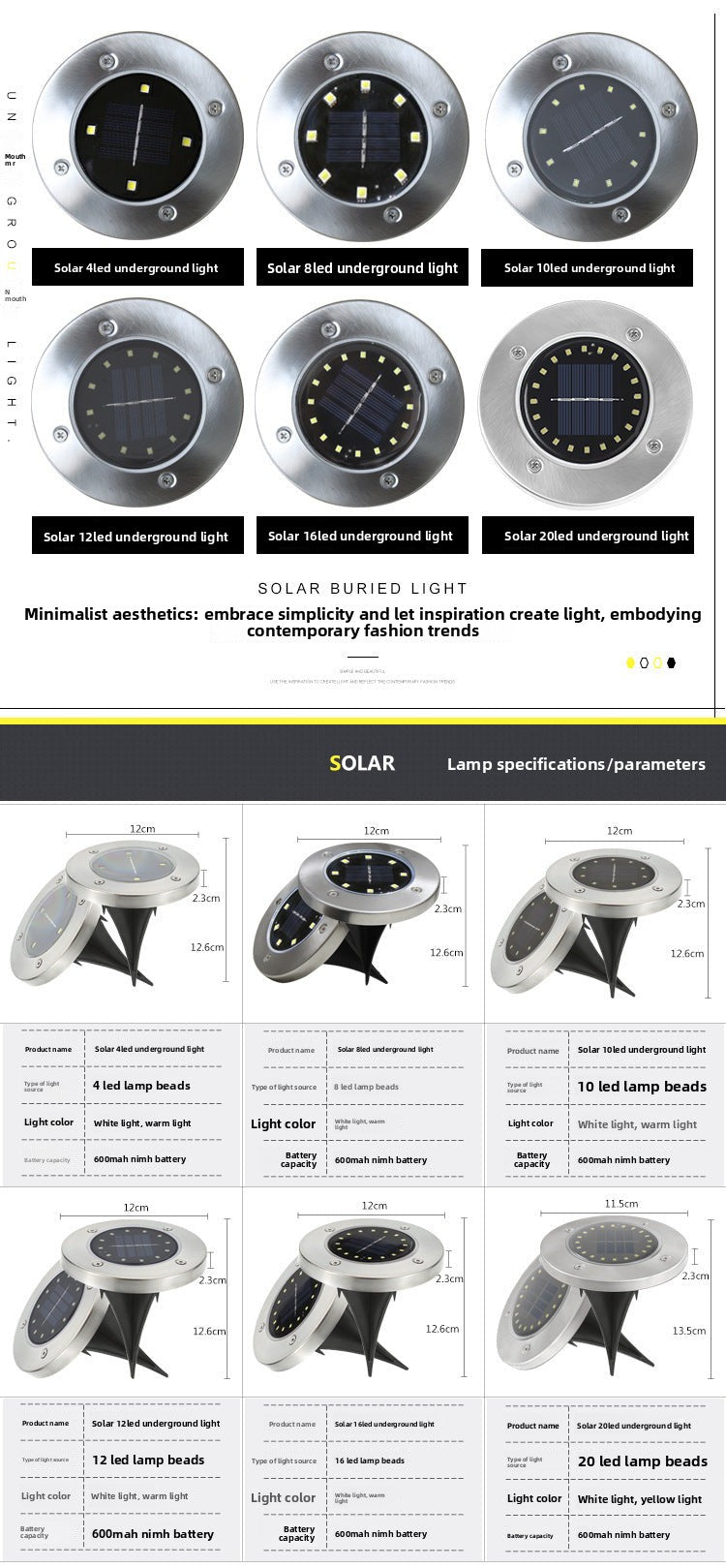 Outdoor Waterproof Solar8LED Underground Light Stainless Steel Lawn Light Garden Light Garden Villa Landscape Light - 图片 8