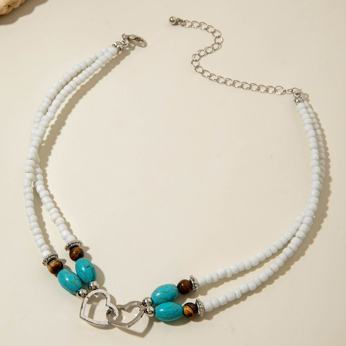 Wholesale Bohemian Vacation Style Rice Bead Turquoise Jewelry Set Metal Heart Jewelry - 图片 21