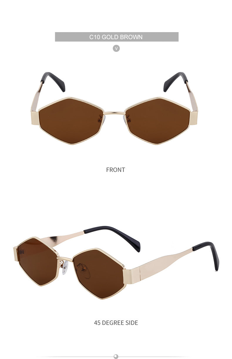 European and American Fashion Irregular Metal Sunglasses for Women Trendy Personality Wide Temple Sunglasses Wholesale sunglass - 图片 28