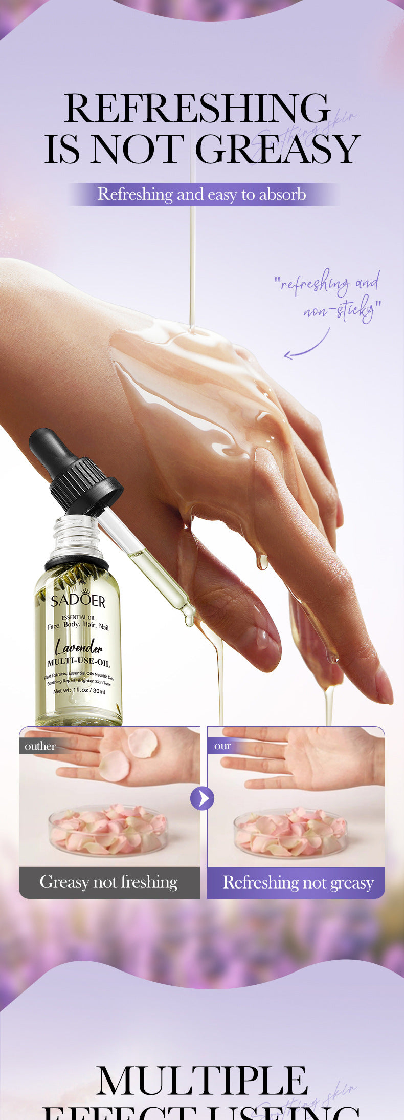 Cross-border Lavender Dried Flower Massage Oil30ml Moisturizing and rejuvenating skin body oil wholesale from foreign trade manufacturer - 图片 13