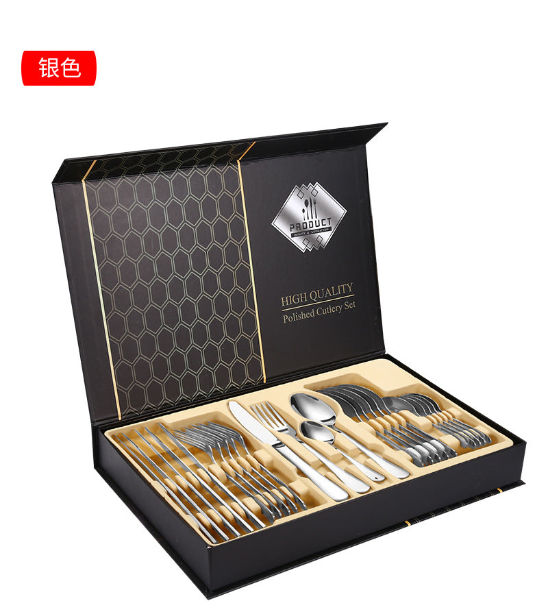 1010Stainless Steel Tableware Hotel Restaurant Knife Fork Spoon Set Western Steak Knife Fork24Set - 图片 21