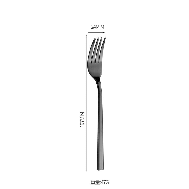 410Stainless Steel Tableware Hotel Restaurant Thickened Square Handle Knife Fork Spoon Set Western Food24Set of Steak Knives and Forks - 图片 15