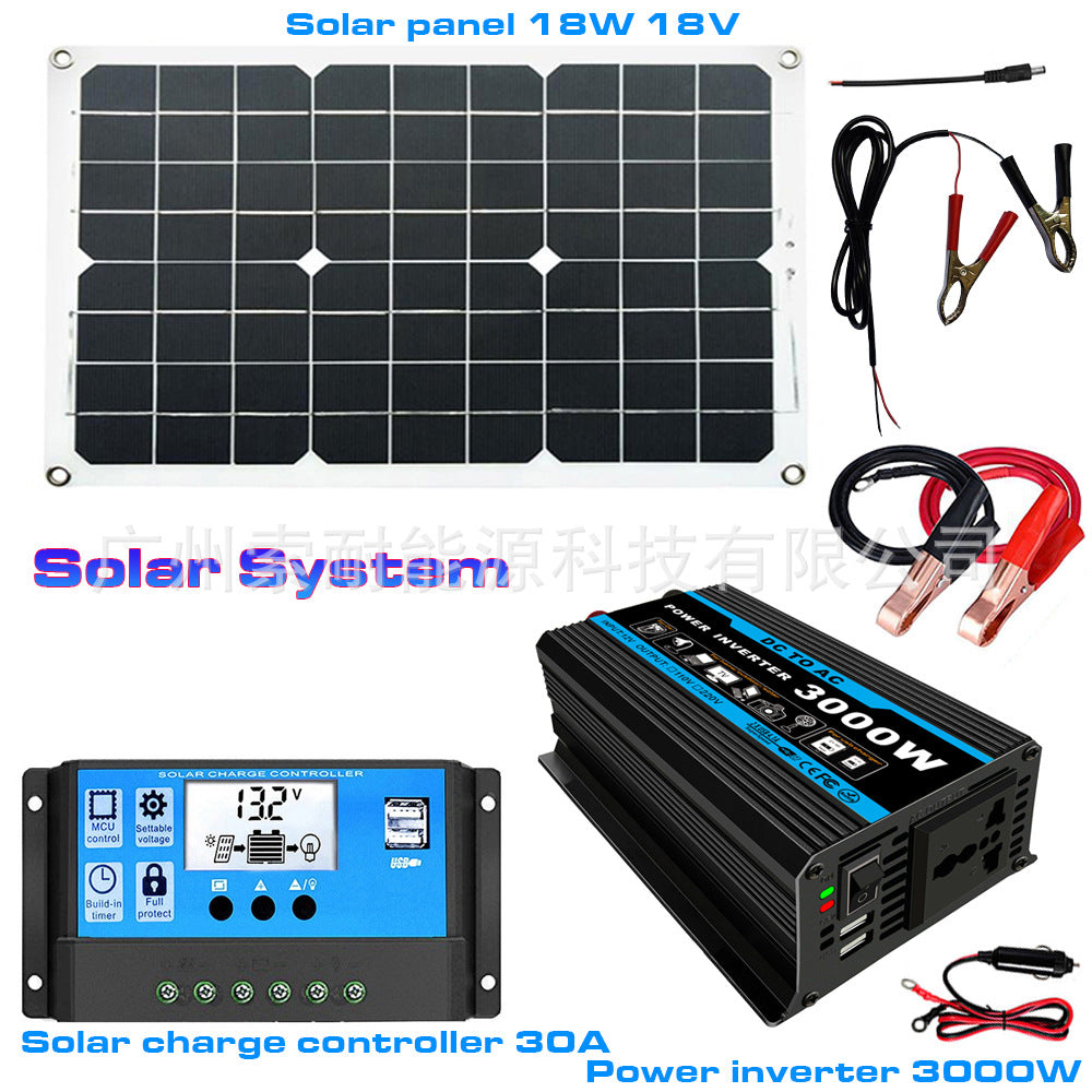 Tang Dynasty Solar Energy Kit System:DC12V 300W Inverter+30A Controller+18W Solar Panel - 图片 8