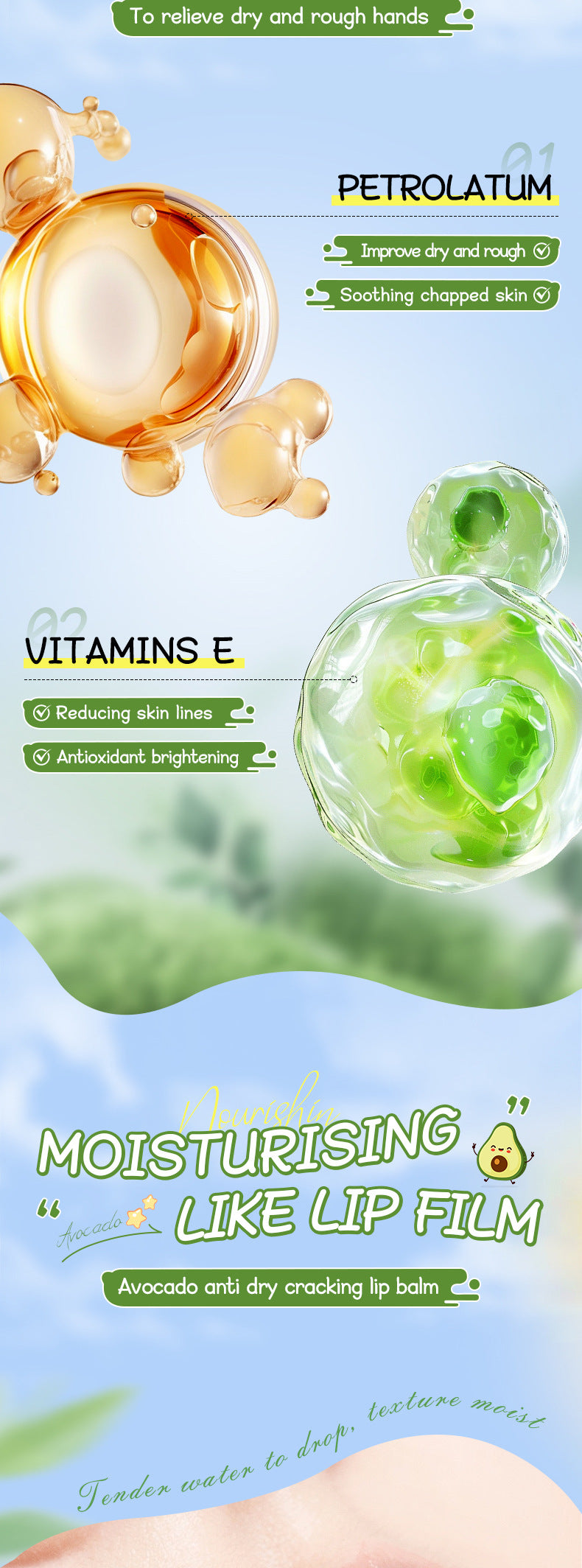 Avocado Hand Cream Lip Balm Set SADOER Nourishing Autumn and Winter Hand Cream Lip Balm Cross-Border Wholesale - 图片 12