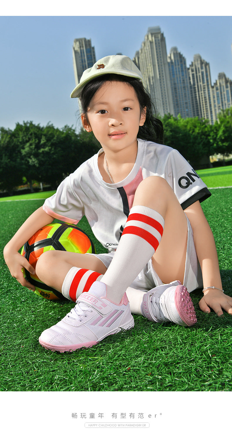 New football shoes for men and women with Velcro for children TF Broken Nail Style Youth Student Grassland Flat Training Shoes - 图片 31