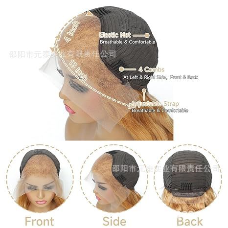 13x4HoneyBlondeLaceFrontWigsSyntheticBodyWaveWigs Long Curly Hair - 图片 14