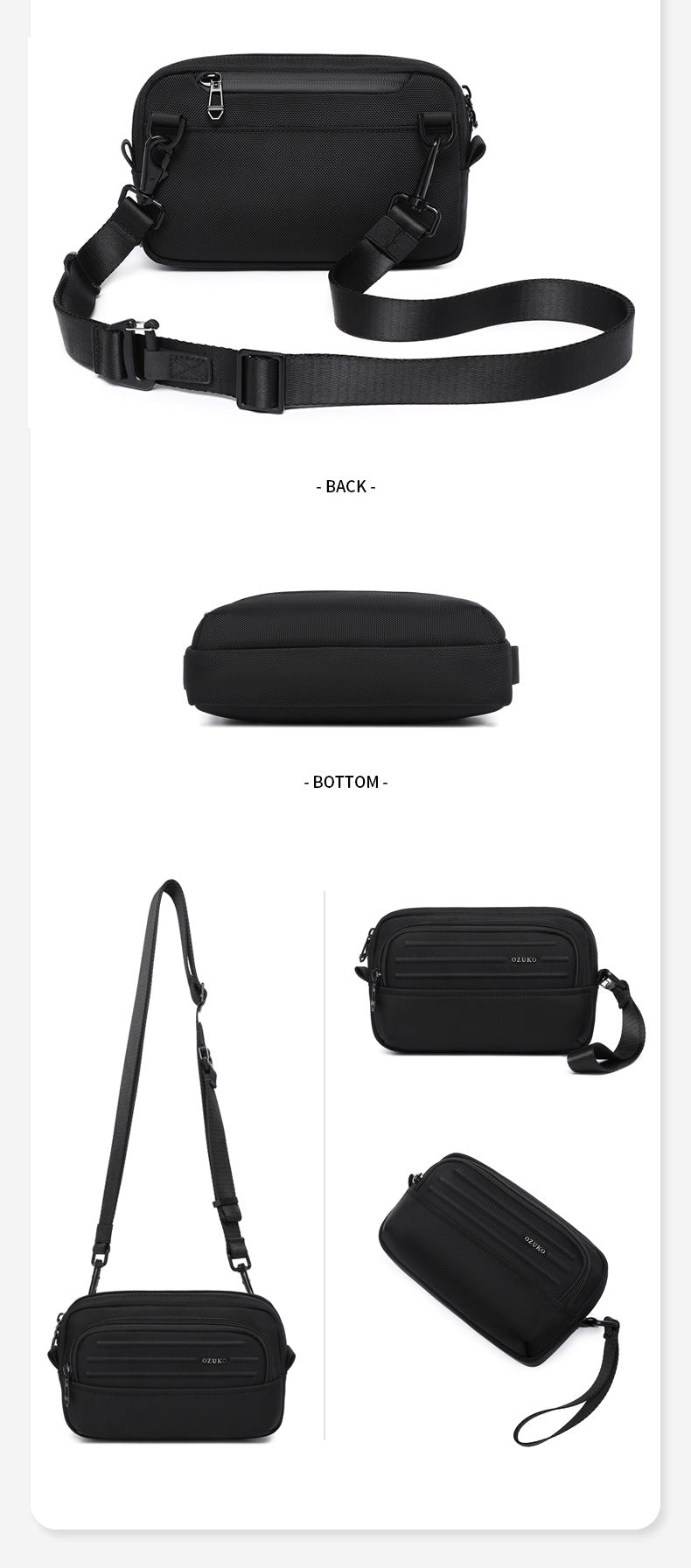 ozuko Men's Clutch Bag Multi-Functional Portable Small Crossbody Bag Travel Commute Lightweight Trendy Brand Storage Men's Bag - 图片 27