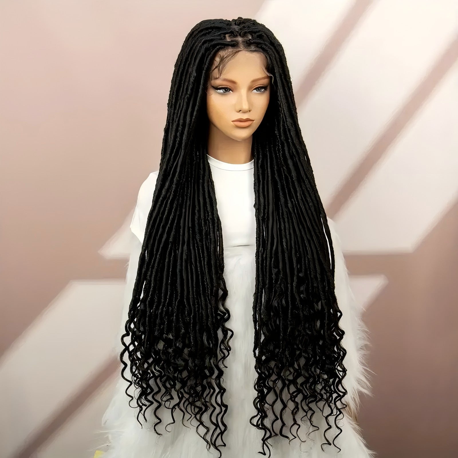 Foreign Trade Cross-Border European American African Women's Full Lace Goddess of Liberty Wig Faux Locs Fashion hair - 图片 3