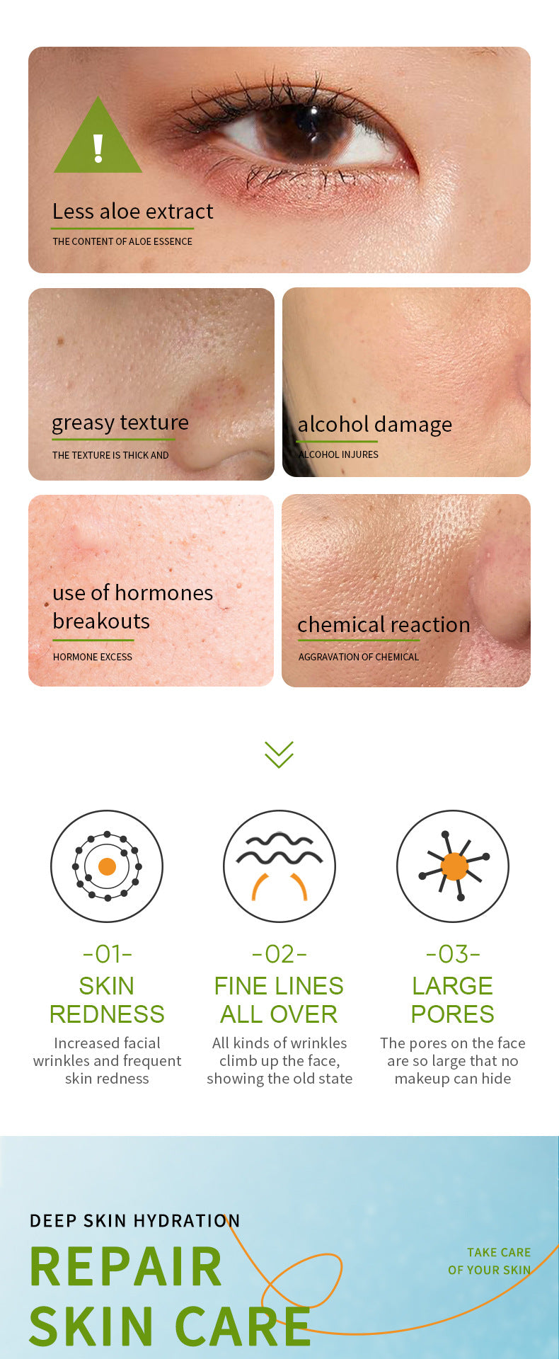 Aloe Vera Skincare Set SADOER Cleansing, hydrating, moisturizing, and nourishing foreign trade manufacturer wholesale - 图片 68