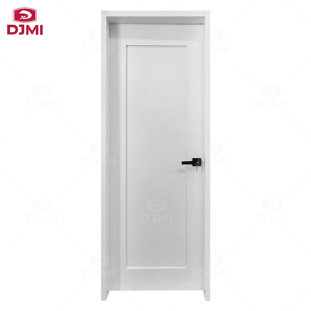 Guangdong Daji Customize Interior Bedroom White Primed Solid Core Wood Single Prehung Interior Shaker Door - 图片 5