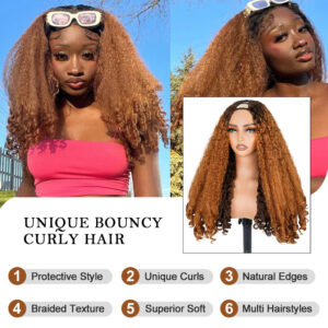 African Synthetic Fiber Fake Unique Bouncy Curly Hair Wig