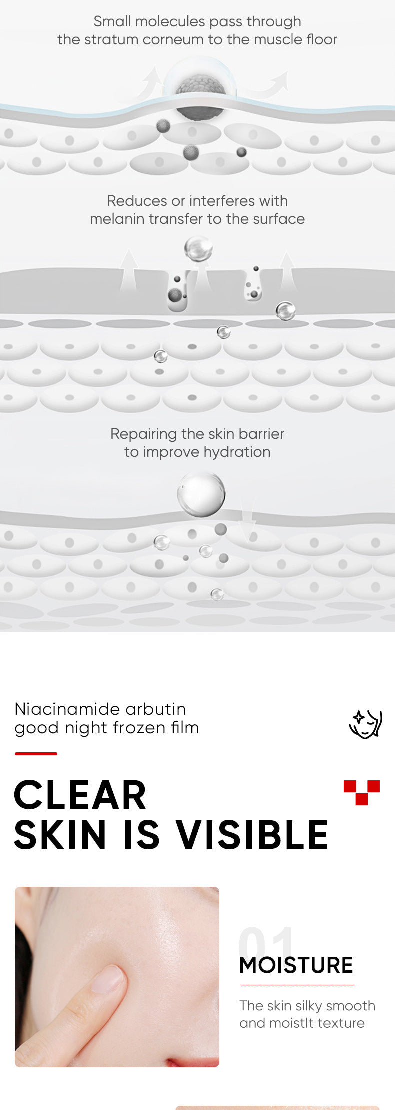 Arbutin Good Night Freeze Mask SADOER Niacinamide No-Rinse Sleeping Mask Strip Pack Cross-Border Wholesale - 图片 13