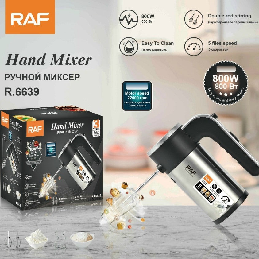 RAF European Standard Stainless Steel Electric Egg Beater for Baking Cake Cream Whipping Handheld Mixer R.6639 - 图片 5