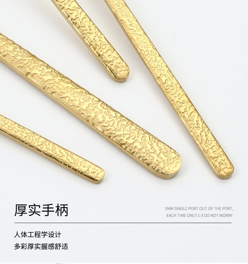 410Stainless Steel Cutlery Set Stone Pattern Knife Fork Spoon24Western-style dining set6Steak Knife and Fork for One Person - 图片 27