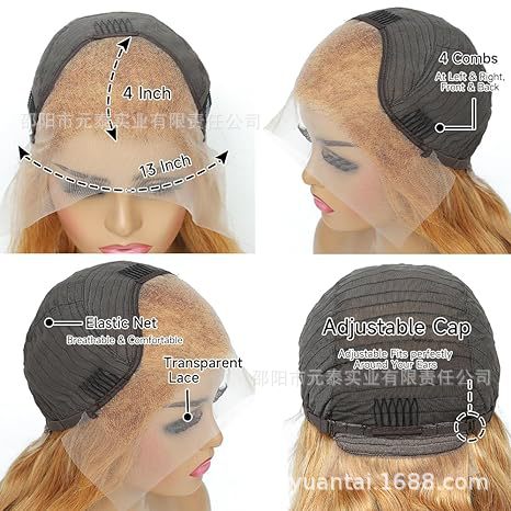 AshHoneyBlondeOmbreColored13x4LaceFrontSyntheticWig Long Curly Hair - 图片 4