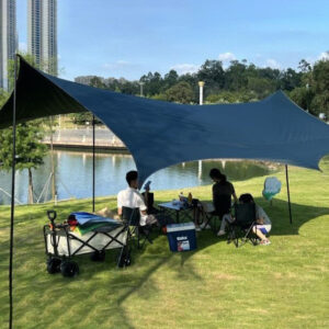 Canopy Tent Outdoor Camping Hexagonal Black Coated Silver Tarp Awning Camping Picnic Equipment Large Size Canopy
