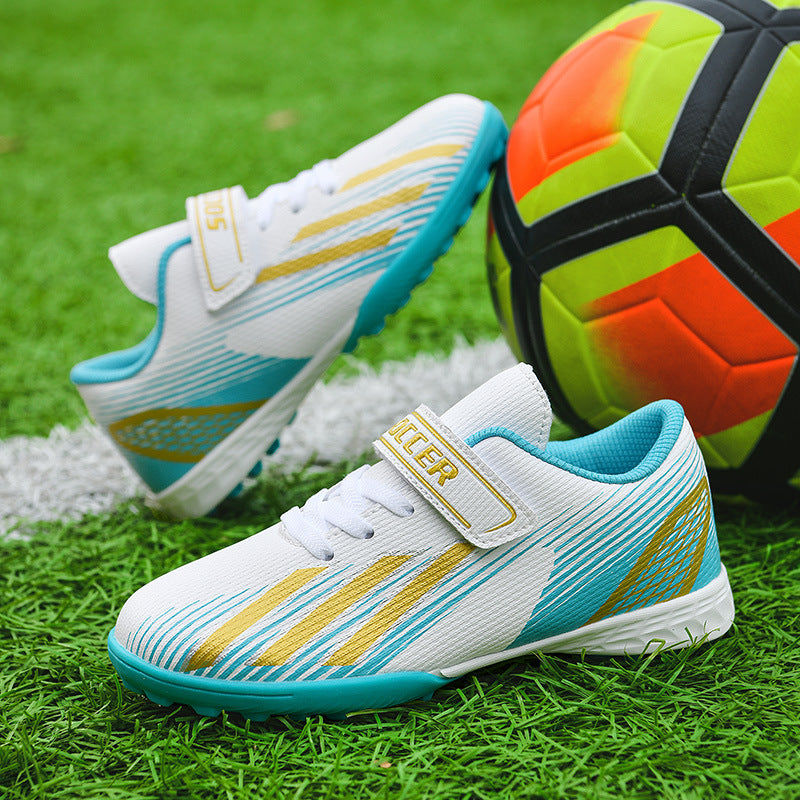 New football shoes for men and women with Velcro for children TF Broken Nail Style Youth Student Grassland Flat Training Shoes - 图片 8