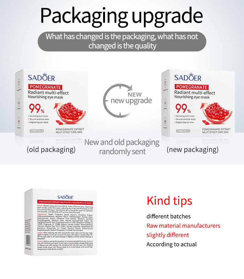 Red Pomegranate Eye Mask SADOER Moisturize the eye area, improve dark circles and wrinkles, foreign trade wholesale - 图片 6