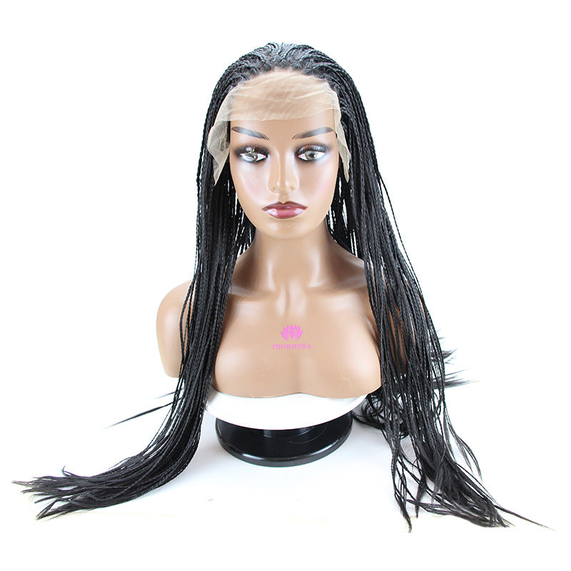 In Stock Long Braided Wig Lace Hand Crochet13*4Synthetic Hair Headband Hand-Knitted African Dreadlocks Trendy European and American Style - 图片 7