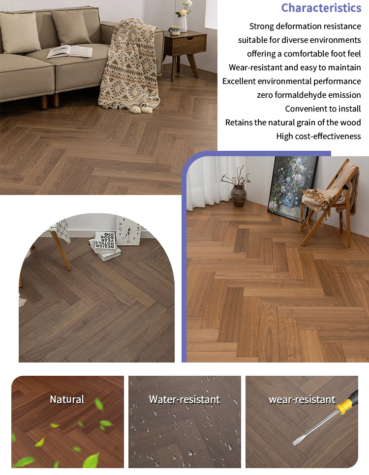 Customizable 18mm Herringbone Black Walnut Engineered Flooring | Waterproof Luxury Outdoor & Villa Modern Interior Projects - 图片 13
