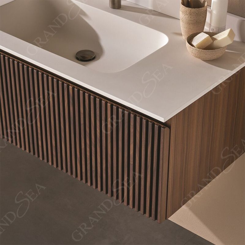 Factory Price PVC Bathroom Vanity Cabinet With Aluminum LED Mirror Cabinet New Design PVC Bathroom Vanity With Ceramic Basin - 图片 5
