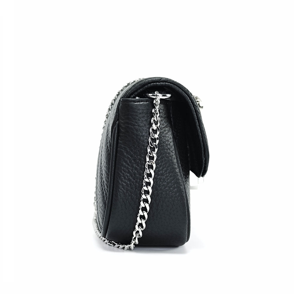 Genuine Leather Women's Bag New Metal Chain Small Square Bag Simple Versatile Chanel Style Single Shoulder Solid Color Embroidered Thread Crossbody Bag - 图片 19