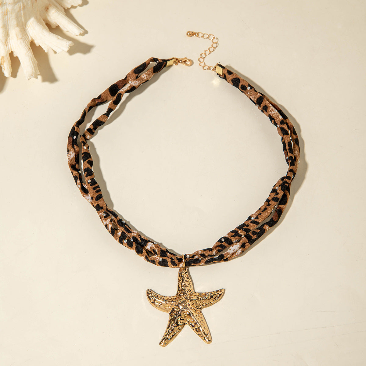 European and American Style Ocean-themed Cross Conch Starfish Pendant Leopard Print Exaggerated Necklace Collarbone Chain Jewelry - 图片 24