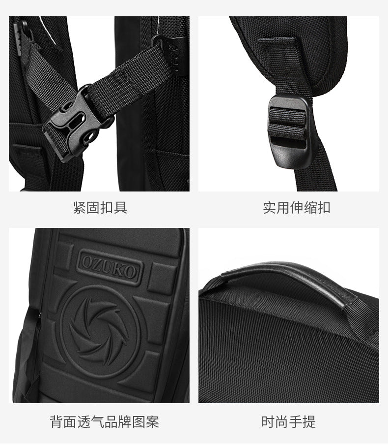 OZUKO Backpack Men's Water-Repellent Large Capacity Multi-Compartment Travel Laptop Bag Outdoor Sports Bag - 图片 21