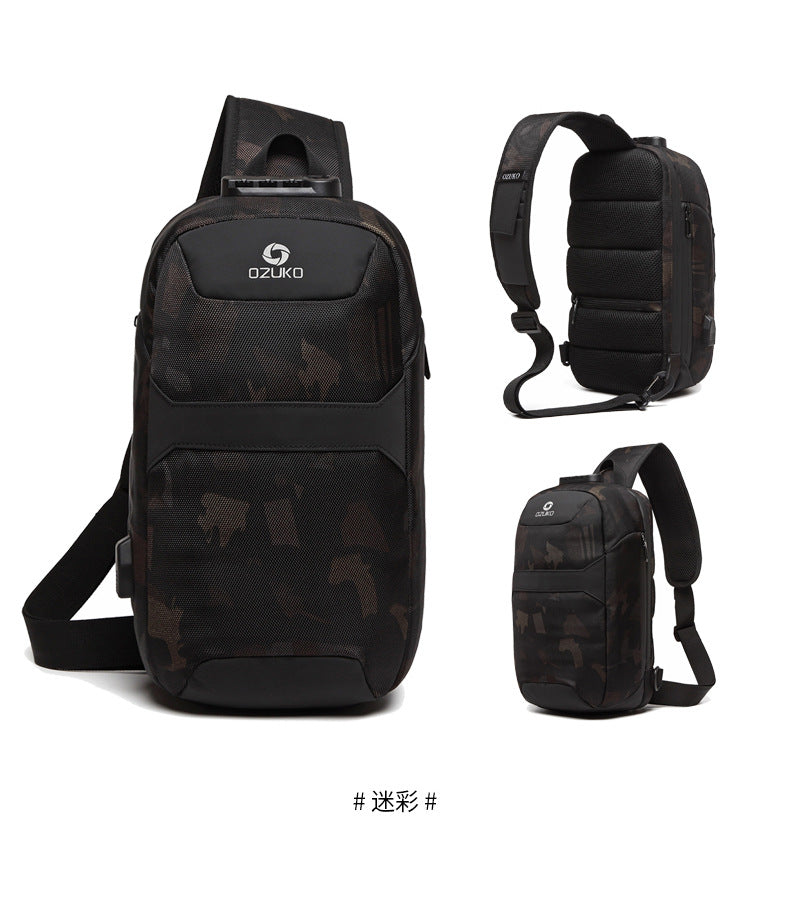 OZUKO Anti-theft Men's Chest Bag Waterproof Oxford Cloth Single Shoulder Crossbody Bag Chest Portable Multifunctional Trendy Bag - 图片 7