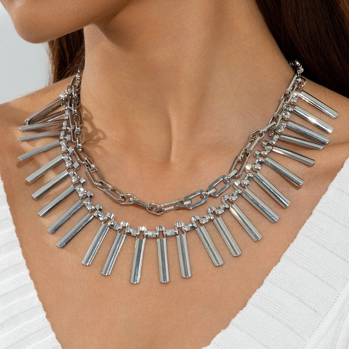 European and American Ornament Fashion Hip-Hop Short Thick Chain Geometric Necklace Metal Exaggerated Necklace - 图片 60