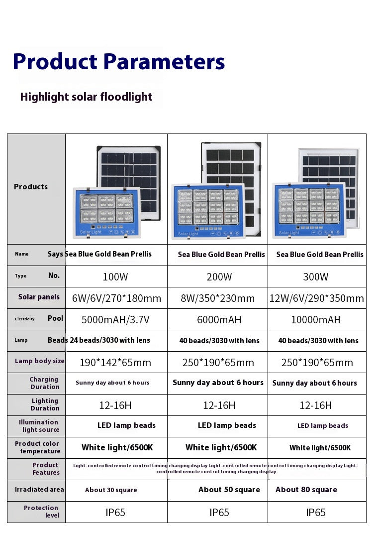 Super Bright New Rural Household LED Street Light Indoor/Outdoor IP65 Flood Light Waterproof Iron ABS for Roads Solar Panels - 图片 24