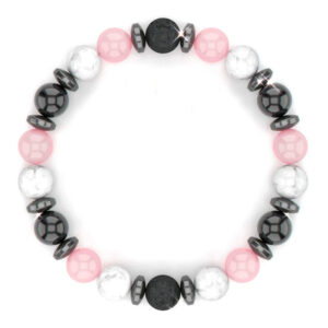 Colorful Stone Tiger Eye Bracelet Ladies Pink Crystal White Pine Bracelet8mm Beaded Elastic Cord Pink Zebra Spacer Bracelet