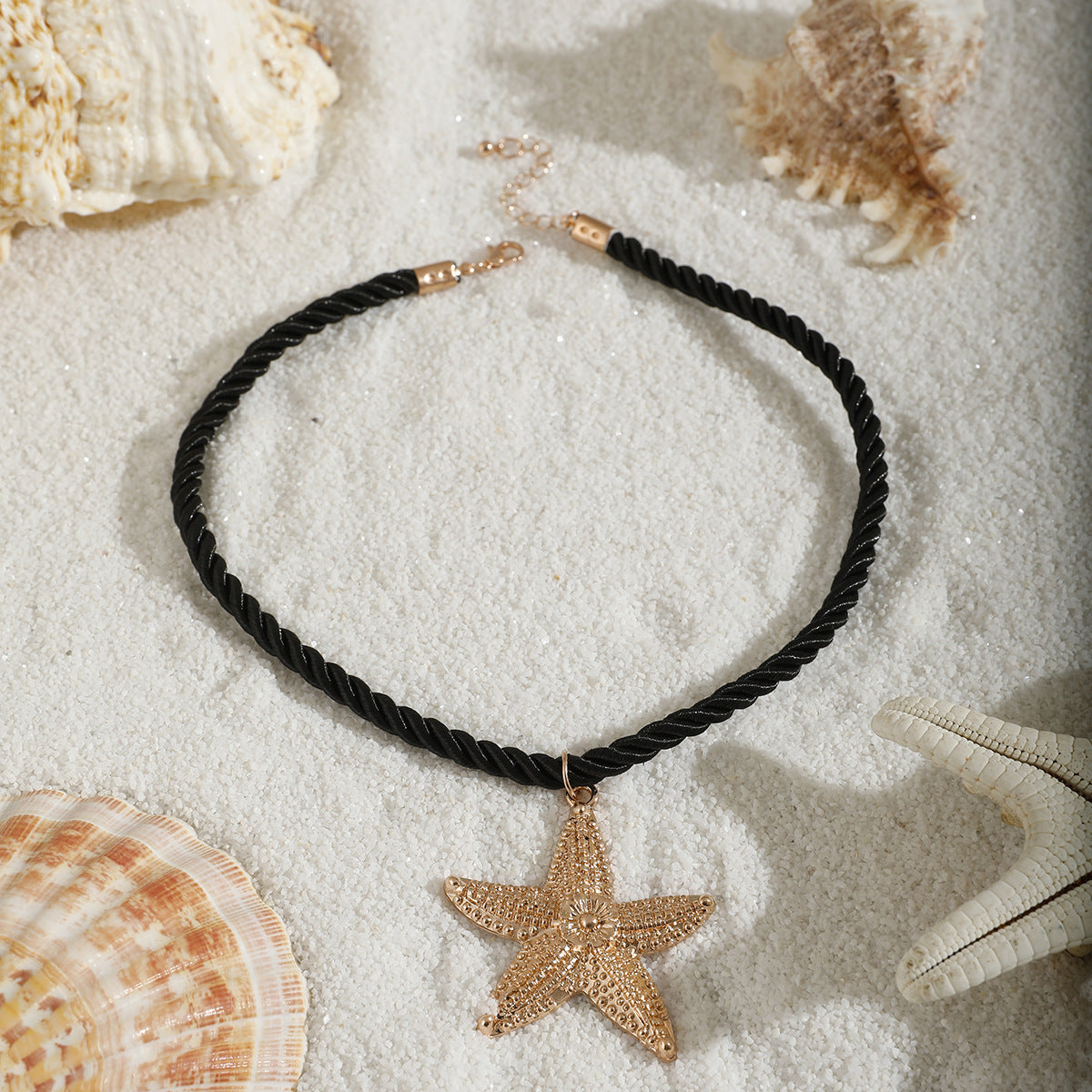 European and American Metal Ocean Style Starfish Pendant Necklace Jewelry Personality Exaggerated Star Beach Vacation Necklace for Women - 图片 8