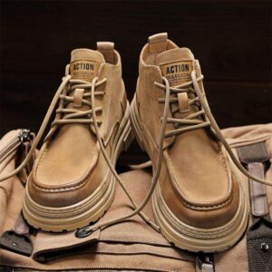 Men's Shoes Invisible Height Increase Martin Boots Men's Versatile Retro British Style Sports Casual Outdoor Work Trendy Boots