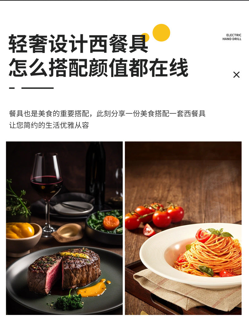 410Stainless Steel Cutlery Hotel Restaurant Hammered Knife Fork Spoon Set Western Small Waist Bark Pattern Steak Knife Fork - 图片 27