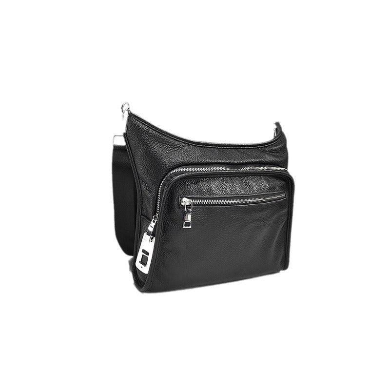 Fingerprint Lock Bag Genuine Leather New Business Commuting Backpack Fashion Small Crossbody Bag Men's Shoulder Bag Portable - 图片 4