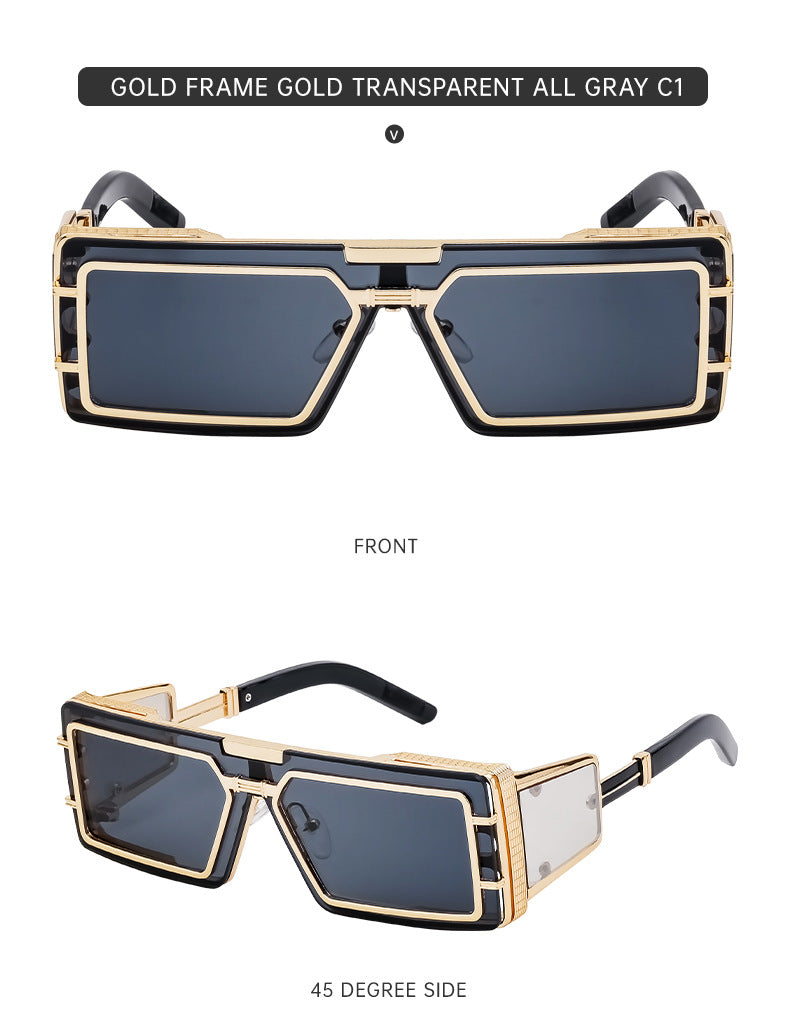 New Full Frame Glasses Men's Future Technology High-end Sense European and American fashion Square Frame Sunglasses Sunglasses shades - 图片 21