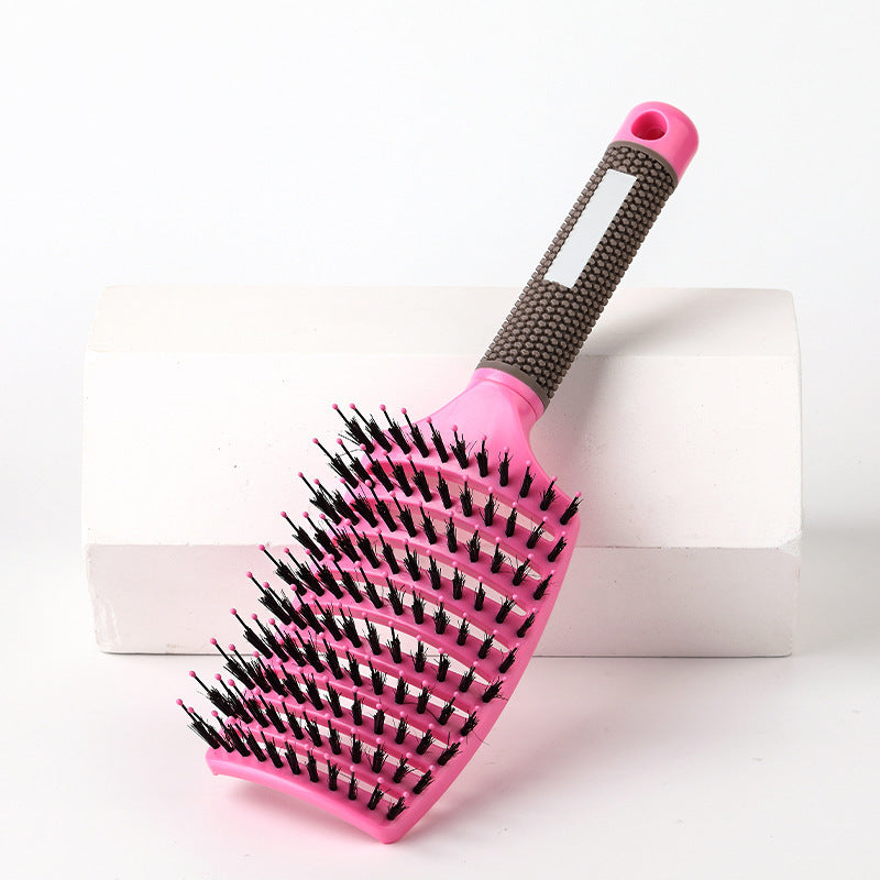 Large Curved Comb, Ribbed Hair Comb, Boar Bristle Curved Massage Comb, Nine-Row Comb, Styling Curling and Smoothing Comb, Cross-Border - 图片 8