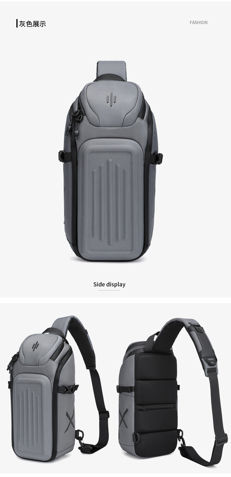 OZUKO Men's Chest Bag Waterproof Crossbody Bag Business Simple Crossbody Bag Trendy Commuter Small Backpack High-End Feel - 图片 29