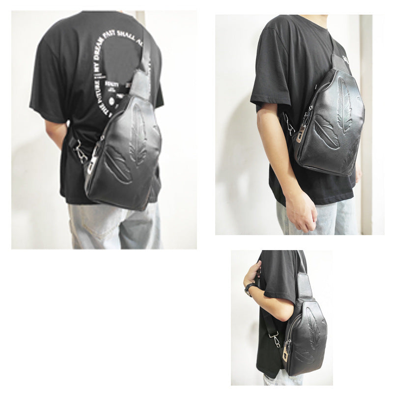 Anti-theft Bag Men's Genuine Leather Chest Bag High-end Security Password Lock Travel Outdoor Crossbody Small Backpack Men's Shoulder Bag - 图片 12