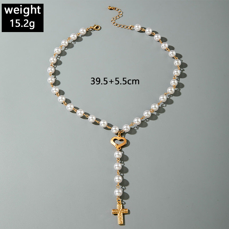 European and American Retro Hollow Diamond Cross Pendant Necklace Gothic Style Black Layered Wear Y Type Necklace - 图片 74