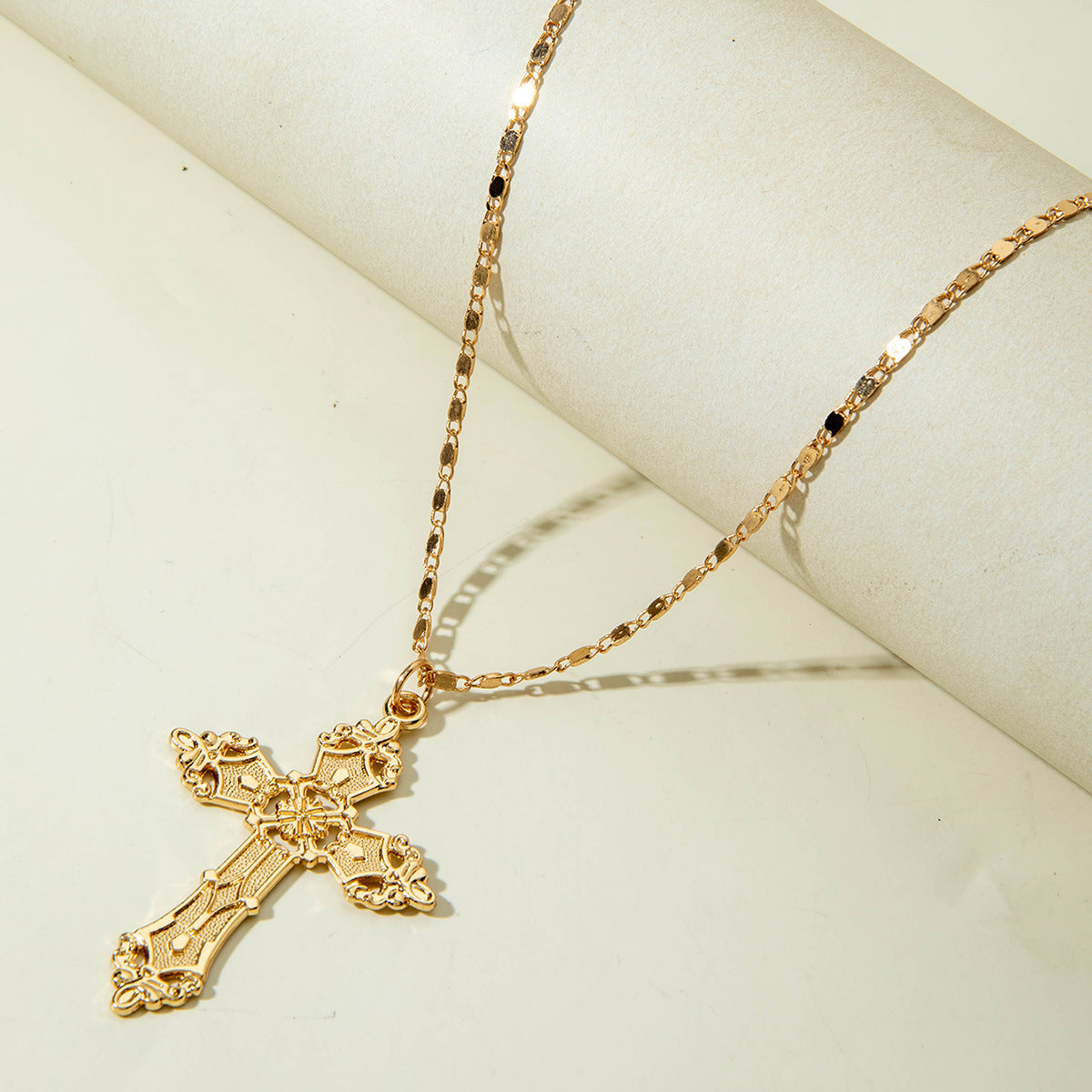 European and American Retro Hollow Diamond Cross Pendant Necklace Gothic Style Black Layered Wear Y Type Necklace - 图片 82