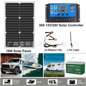 18W/36W/54W/72W 18V Monocrystalline Solar Panel Double USB Interface  30A Controller