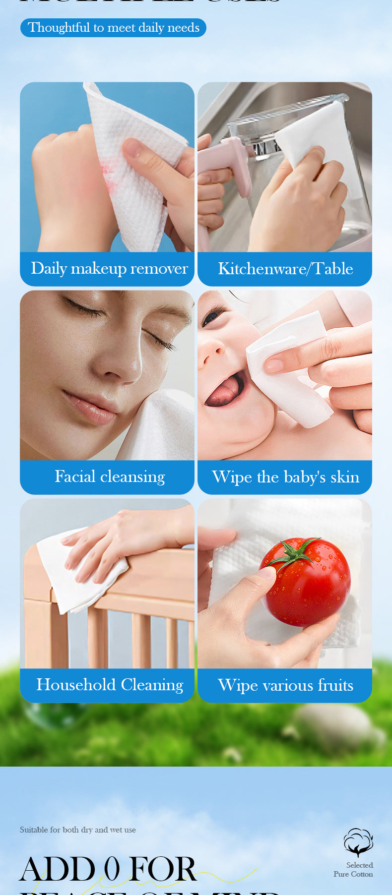 Pure Cotton Skin-Friendly Face Towel50Pumping SADOER Daily Makeup Remover Towels Face Towels Cross-Border Wholesale - 图片 13