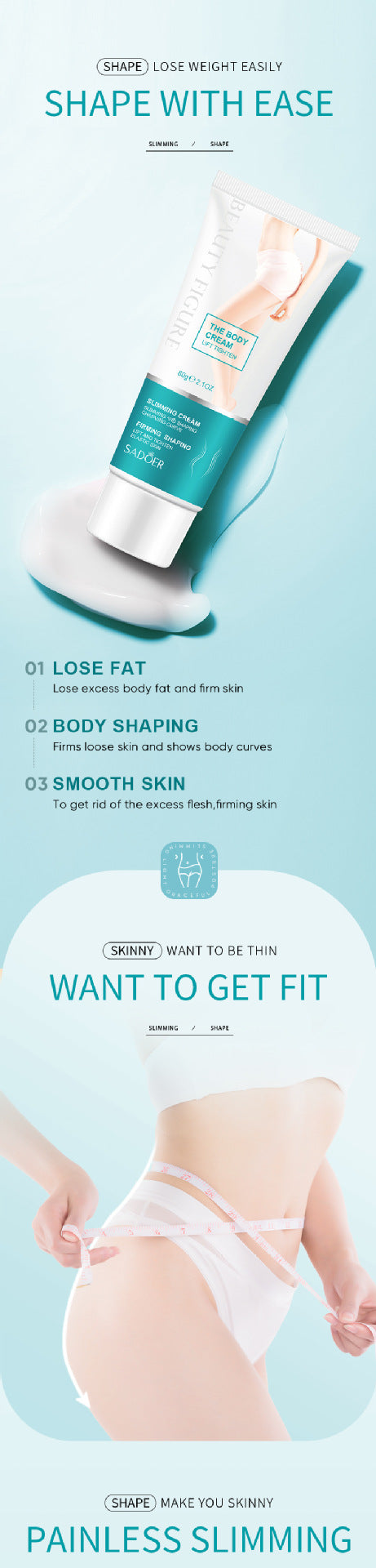 Slimming and Shaping Cream SADOER Body Massage Cream Shaping Fat Burning Firming Lightweight Cross-Border Wholesale - 图片 10