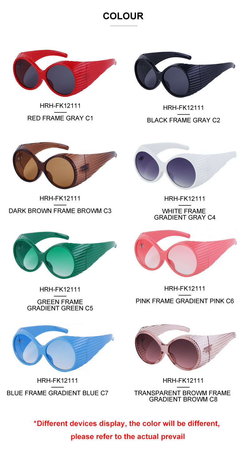 Fashion Catwalk Style Round Frame Sunglasses for Women Trendy High-end European and American Style Internet Celebrity Large Frame Sunglasses for Women Stage Performance - 图片 19