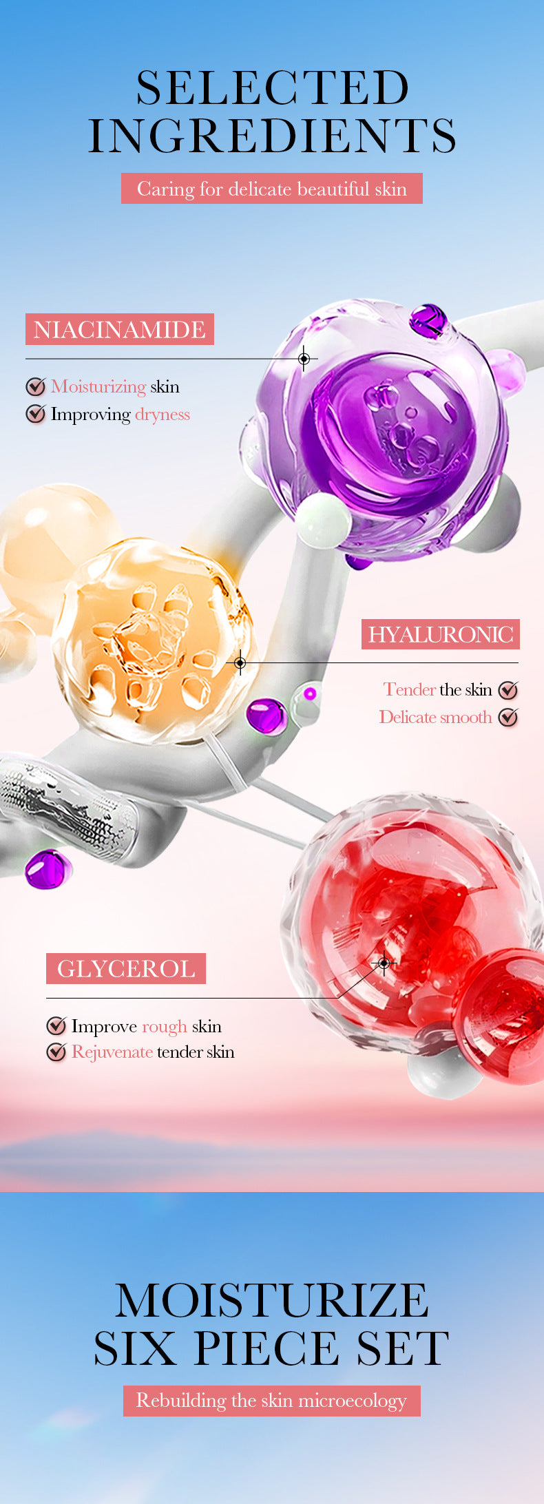 Cross-border Niacinamide Hydrating and Rejuvenating Six-Piece Set Hydrating Moisturizing Gift Set Cross-Border Wholesale - 图片 12