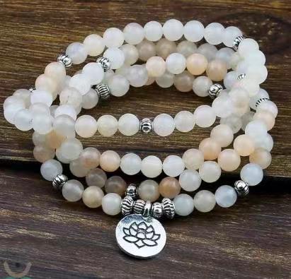 European and American Fashion New White Turquoise Tiger Eye Bracelet8mm Buddha Beads Lotus Pendant Bracelet Necklace Factory Direct Sale - 图片 12